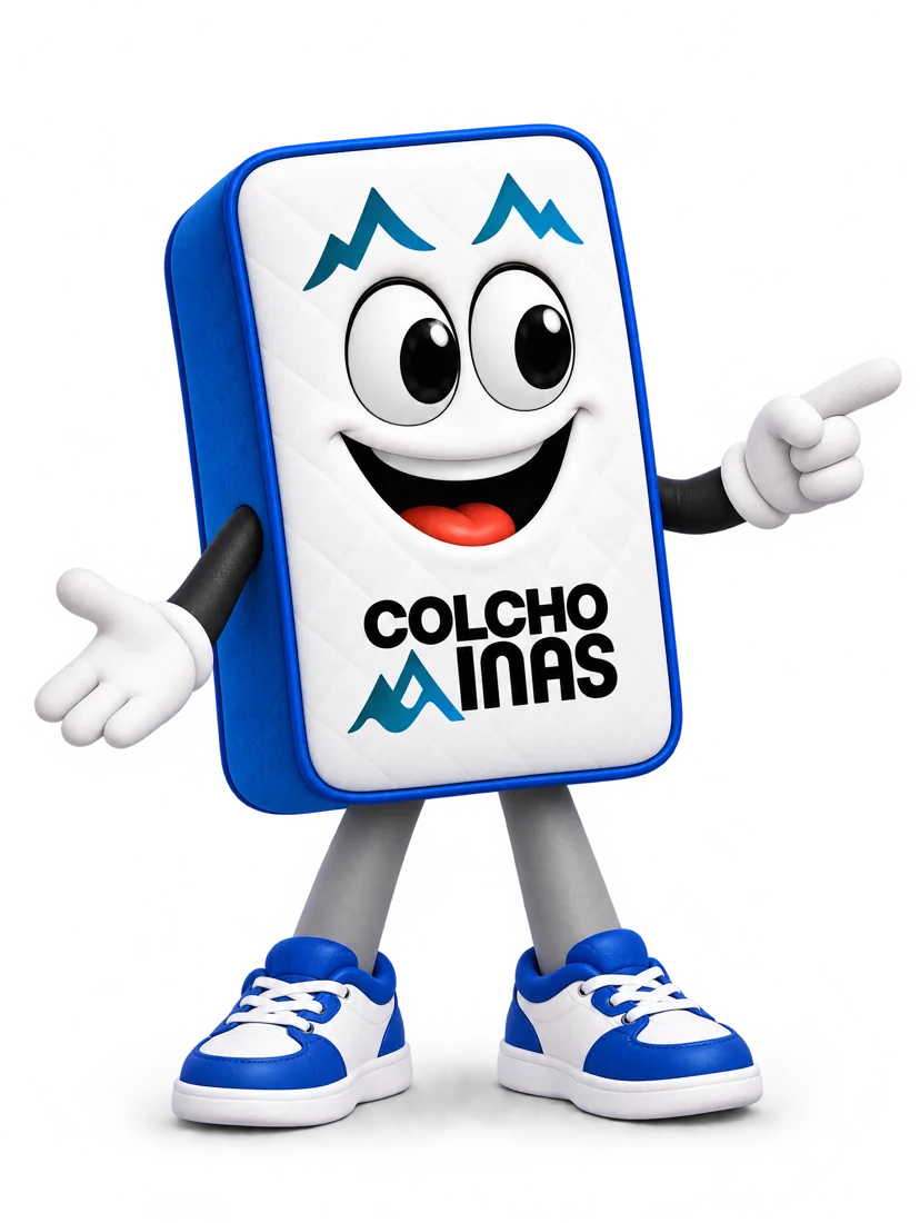 O mascote da Colchominas apontando para o formulário