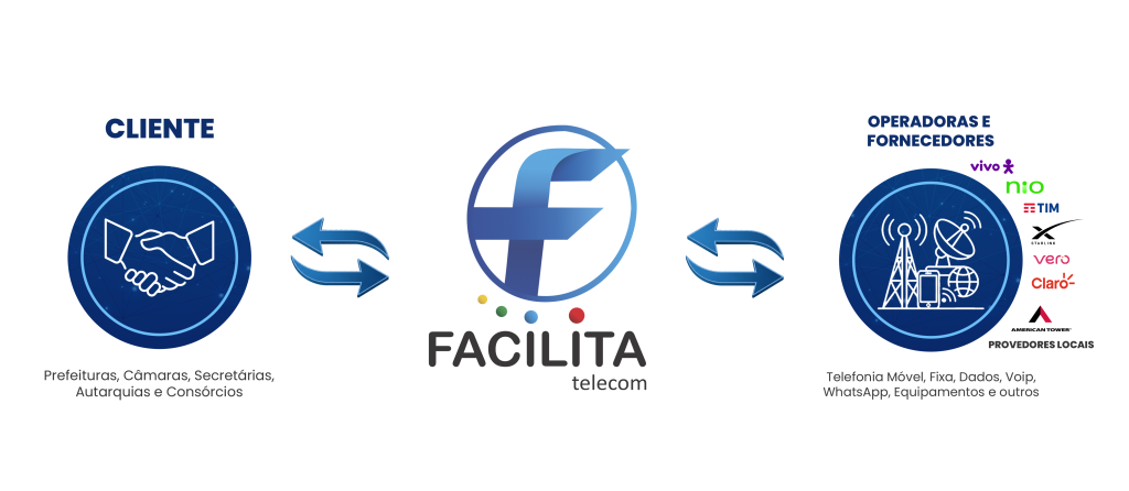 Como a Facilita faz a interface entre o órgão público e as operadoras de telecom