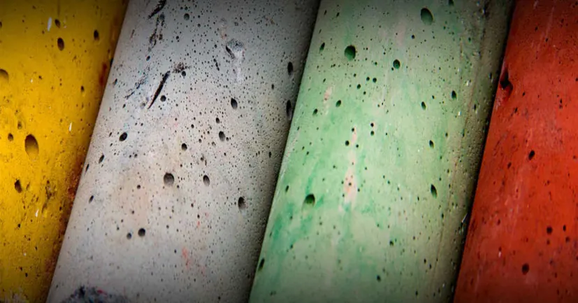 Amostras de concreto colorido