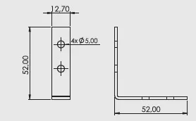 Desenho técnico — Cantoneira 90° 50×50