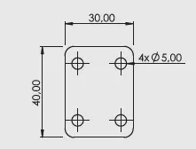 Desenho técnico — Chapa União 4 furos