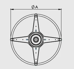 Desenho técnico — Roda Glider com Estabilidade