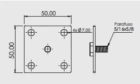 Desenho técnico — Suporte Quadrado com parafuso 5/16