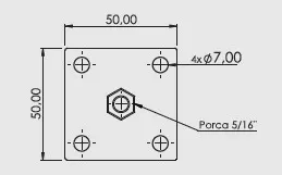 Desenho técnico — Suporte quadrado com porta 5/16