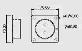 Desenho técnico — Suporte quadrado com tubo