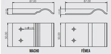 Desenho técnico — Trava para Sofá Cama