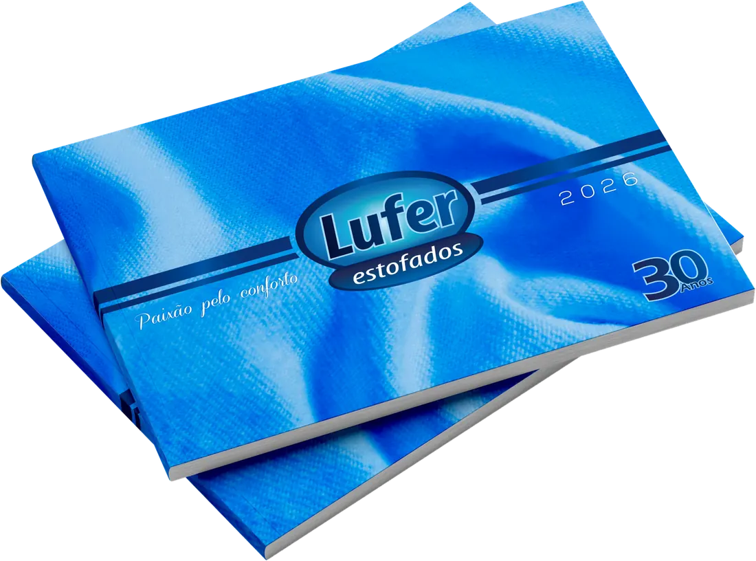 Capa do catálogo Lufer Estofados 2026, edição dos 30 anos