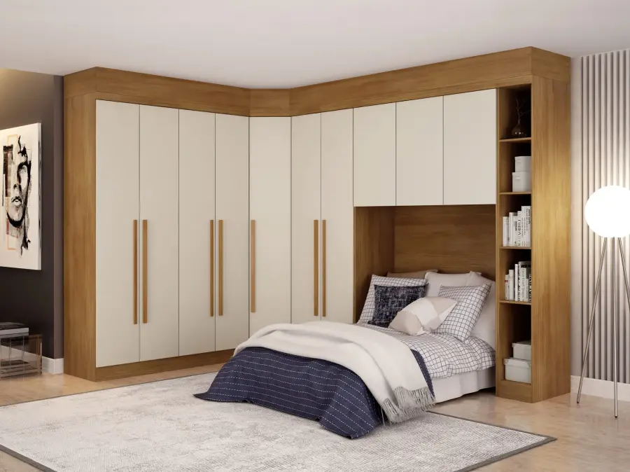 Modulado Casal 1450 com cantoneira em Cumaru Fendi — Móveis Novo Horizonte