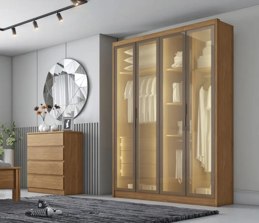 Roupeiro Moderni Glass — Móveis Novo Horizonte