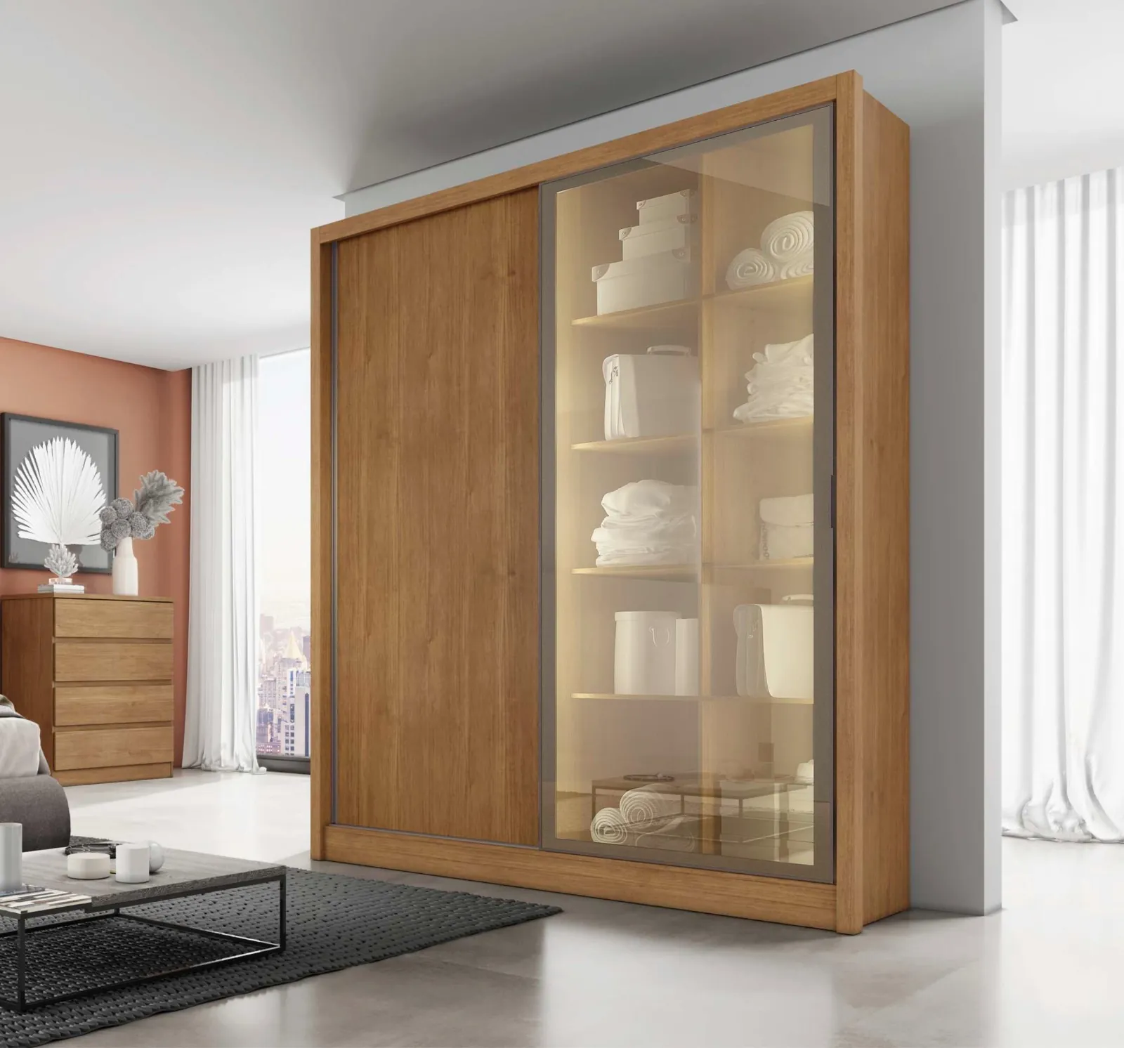 Roupeiro Virtus Glass — Móveis Novo Horizonte