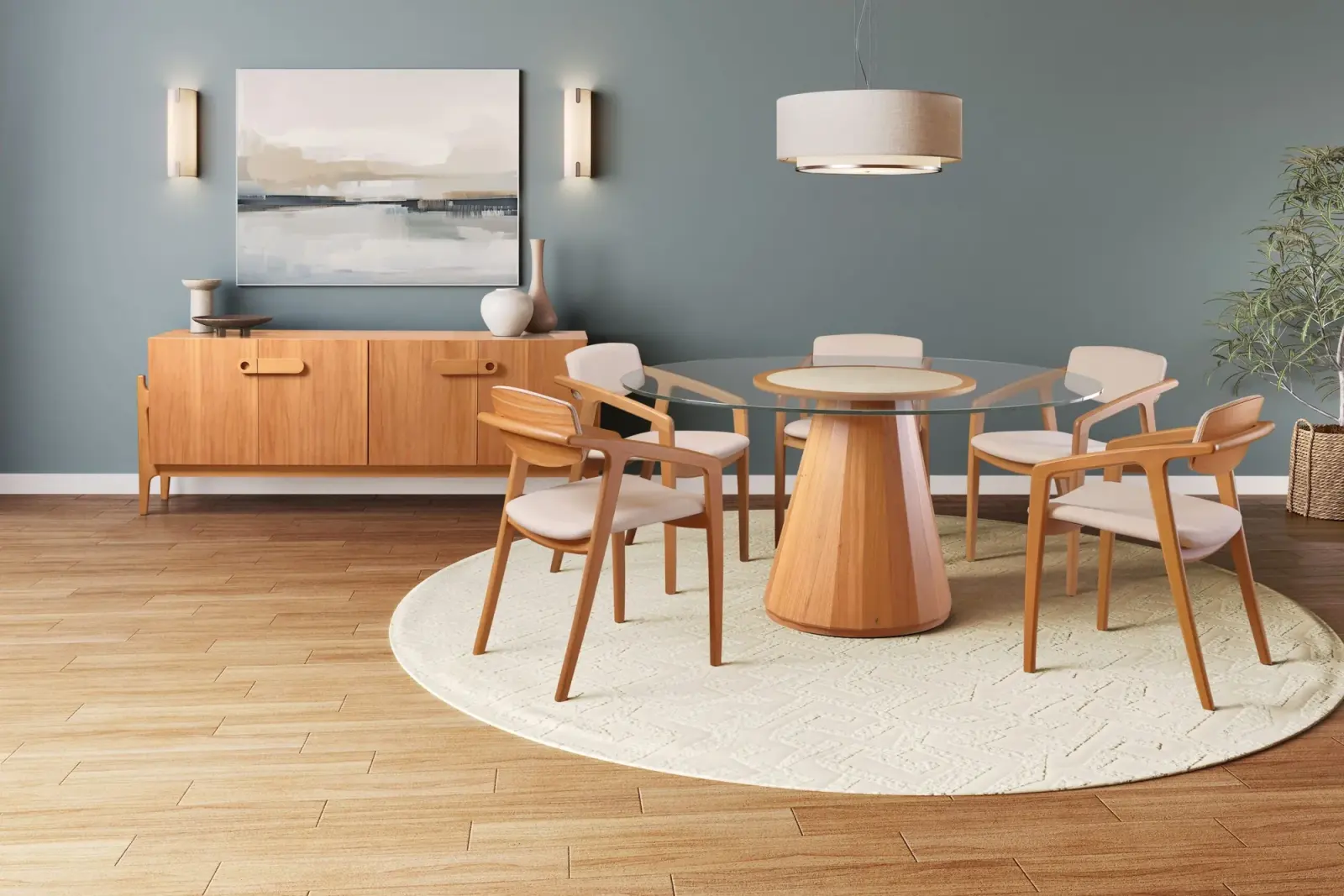 Mesa Jasmim com Cadeira Lotus e Buffet Jasmim — Rafana Móveis