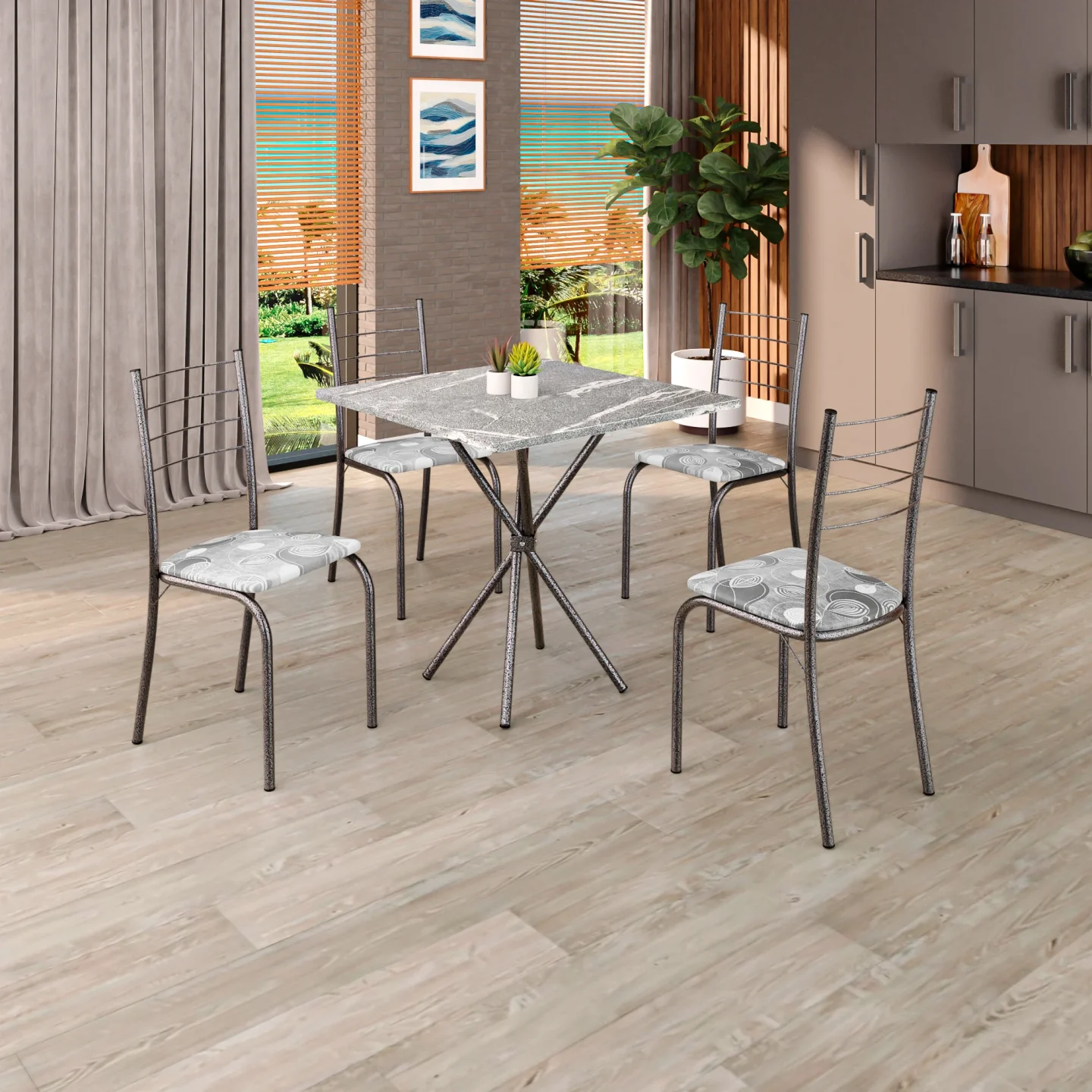 Conjunto Rio com Cadeiras Base 1” — Móveis Teixeira
