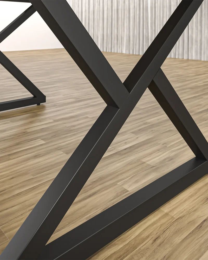Base tubular em X de uma mesa Teixeira